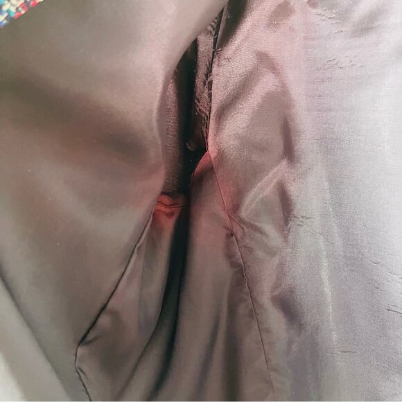 Vintage Talbots red white blue silk tweed open preppy office blazer jacket 14 - Picture 8 of 8